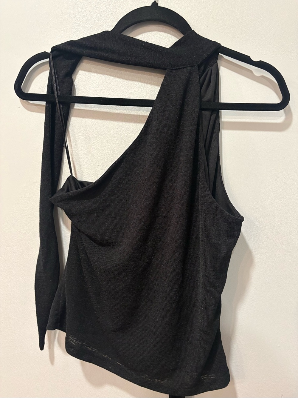 Princess Polly Black One-Shoulder Tie Detail Tank